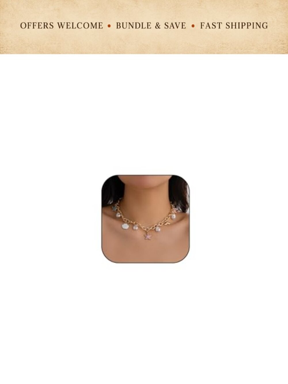 Gold Plated Starfish Shell Charm Necklace Western Concert Beach Jewelry